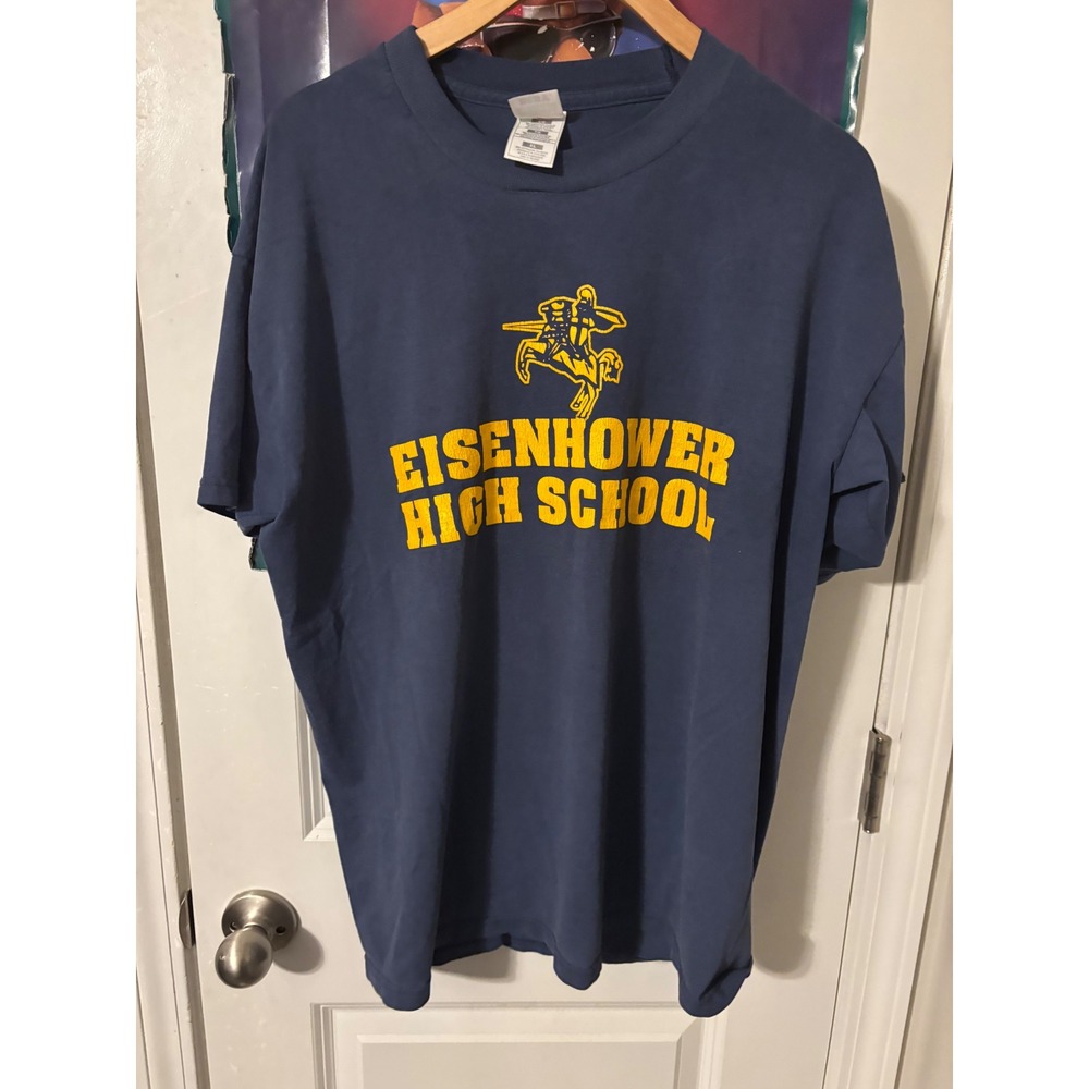 Vintage Eisenhower High School T-Shirt Mens XL Navy Blue Fruit of the Loom 50/50